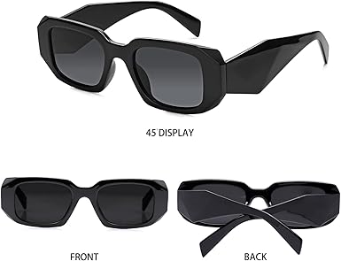 Trendy Rectangle Sunglasses for Women Men Square Retro Vintage Hexagon Glasses 90S Y2K Shades Aesthetic Accessories