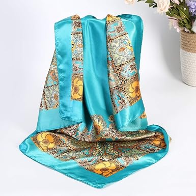 35” Satin Large Square Head Scarves - 4PCS Silk Like Neck Scarf Hair Sleeping Wraps Satin Silk Scarfs for Women
