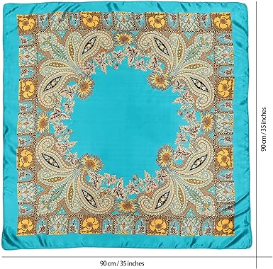 35” Satin Large Square Head Scarves - 4PCS Silk Like Neck Scarf Hair Sleeping Wraps Satin Silk Scarfs for Women